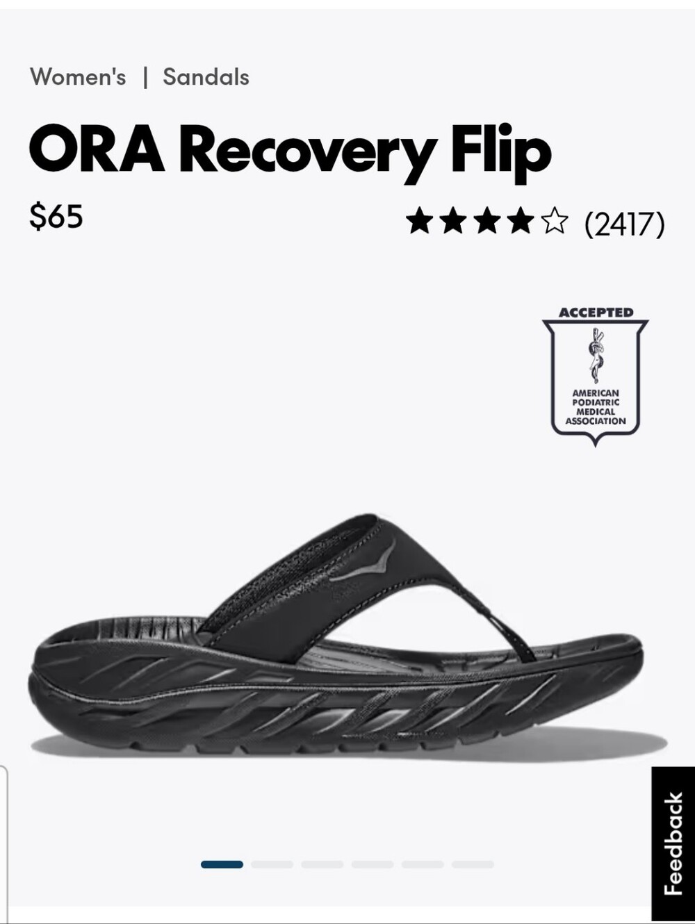 ORA Recovery Flip - Black Women's Recovery Flip-Flop